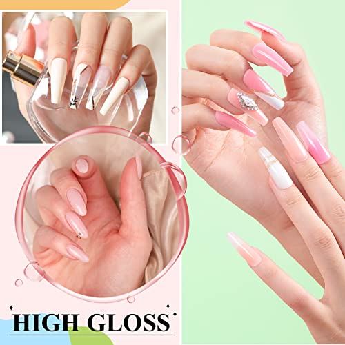 Poly Nail Gel Kit, Phoenixy 8 Pcs Poly Nail Extension Gel Set with Nail Lamp, Gloss Matte Top Coat, Nail Extension Gel Set for Beginners DIY Nail