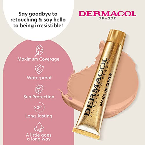 Dermacol - Full Coverage Foundation, Liquid Makeup Matte Foundation with SPF 30, Waterproof Foundation for Oily Skin, Acne, & Under Eye Bags, Lon