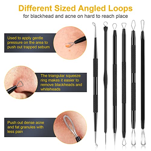 Blackhead Remover Tool Kit, IUMAKEVP 15 PCS Professional Stainless Steel Pimple Popper Comedone Extractor Tools for Removing Pimples, Blackheads,