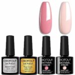 Croitout (Base Coat Top Coat With Two Color Gel) Gel Nail Polish Set,Base Top Coat With Two Color Gel Polish Set,Shellac Nail Polish UV LED Lamp