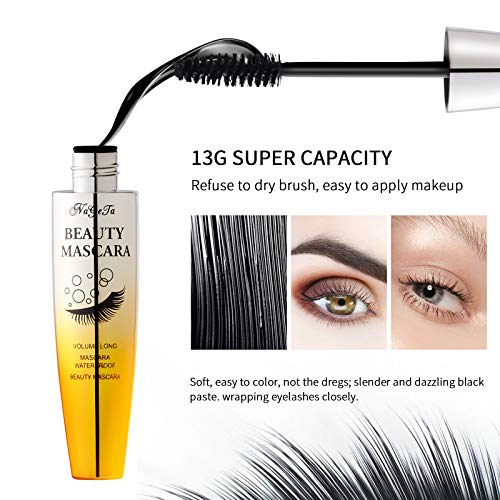 Mimore 4D Silk Fiber Lash Mascara Waterproof Mascara Black Waterproof, Luxuriously Longer, Thicker, Voluminous Eyelashes, Advanced Smudge-proof F