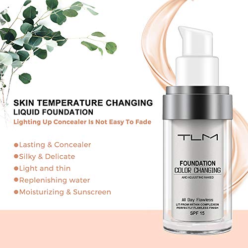 Colour Changing Foundation, (2Pcs) Flawless Color Changing Foundation Makeup Base Moisturizing Liquid Foundation for Women, Concealer Cover, Girl