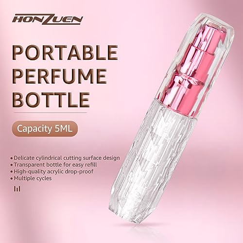 HONZUEN 5ML Perfume Atomiser 5 Pack Mini Refillable Perfume Bottles Underfill Empty Travel Bottle Fine Mist Sprayer Portable Eau Atomizer for Poc