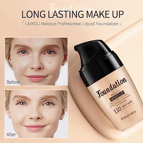 Foundation For Mature Skin,Colour Changing Foundation All Day Flawless Liquid Foundation,Face Make-up Foundation Full Coverage,Long Lasting Makeu