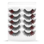 Sibba 5 Pairs Multi-layered 3D Colored Lashes False Eyelashes Extensions Dramatic Glitter Faux Mink Pack Wispy Thick High Crossed Volume Fluffy B