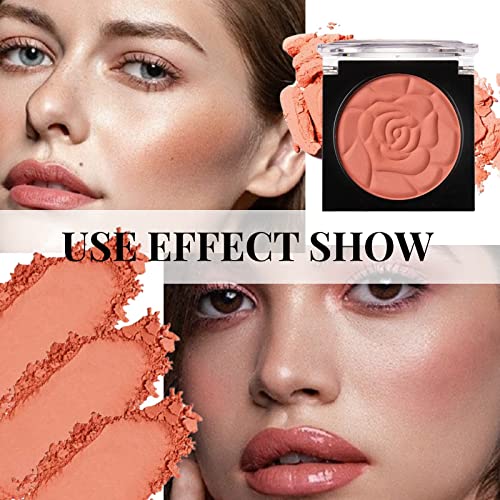 Blusher,Blushers for Cheeks Make Up,Blush Palette, Peach Pink Blushers for Cheeks Make Up,Matte Face Blush Make Up Powder,Red Blush,Makeup Blush