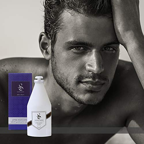 SANGADO Invincible Aftershave Lotion for Men, Moisturizing, Refreshing, Luxury Smelling, Woody Aquatic Scent, Fine French Essences, Long-Lasting,