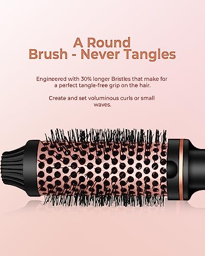 Thermal Brush Hot Brush for Styling, 38 mm 1.5in Ionic Smooth Volumize Brush with LCD Display, 120-210℃ Hair Comb Creates Root Volume and Loose C