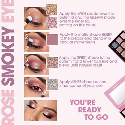 Rose Nude Pink Eyeshadow Palette - Shimmer Matte Eye Shadow Pallet With 12 Highly Pigmented Colours For Professional Everyday Make Up Looks - Tra