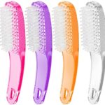 4 Pcs Nail Cleaning Brushes, Larbois Plastic Handle Scrubbing Brush Fingernail Brush with Soft Bristles Nail Manicure Dust Brush for Hand Toes Na