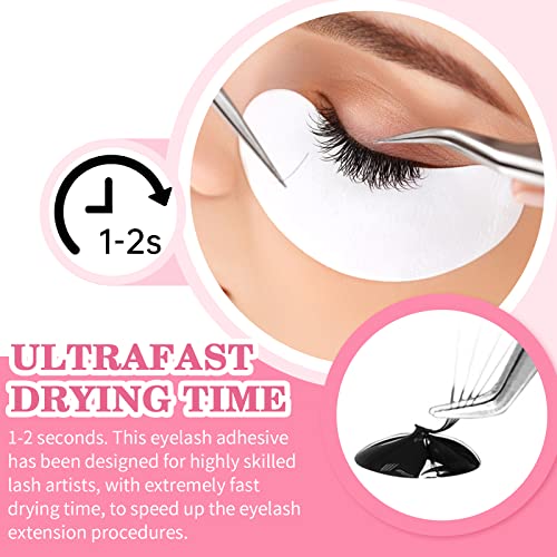 Eyelash Extension Glue,Extra Strong Professional Lash Glue Drys in 1-2s with 6-7 Week Retention by Existing Beauty Lashes,Black Adhesive for Semi