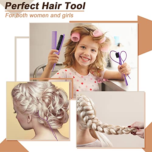 Fuyamp 5 In 1 Slick Brush Set Teasing Brush Set, Plastic Bristle Hair Brush Teasing Comb Edge Hair Brush Grooming Combs Sturdy Rat Tail Comb Doub