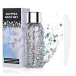 URAQT Body Glitter Gel, Holographic Mermaid Sequins Glitter Chunky Cosmetic Glitter Face and Body Gel, Sparkling Festival Party Lotion Glitter fo