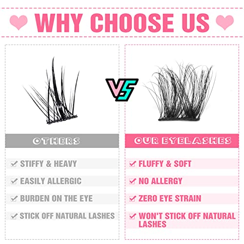 Clusters Eyelashes Russian Strip Lashes Individual DIY False Eyelashes D Curl Fluffy Fake Lashes that Look Like Extensions Wispy Natural Look Fau