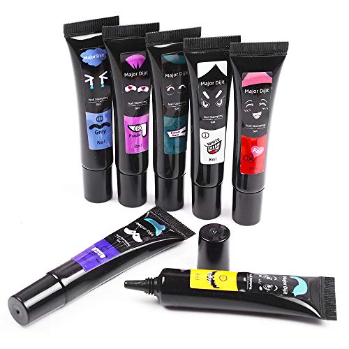 DouborQ Nail Stamping Polish Gel 8ML Nail Art UV Gel Polish For Nail Stamper Plate 12 Colors (12 Colors/Set)