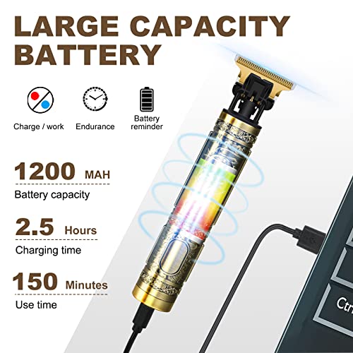 Professional Beard Trimmer Men Cordless, Electric Hair Clippers for Men, Precision T-Bladed, with4 Limit Combs, Beard Grooming Kit for Men, USB T