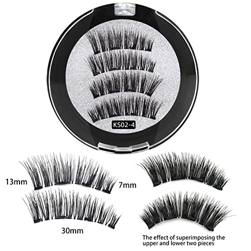 Magnetic Eyelashes Clips Set, 4 pcs Soft Magnetic False Eyelashes with Eyelashes Clips - Magnetic Lash Applicator Tool - for Women, Easy to Wear