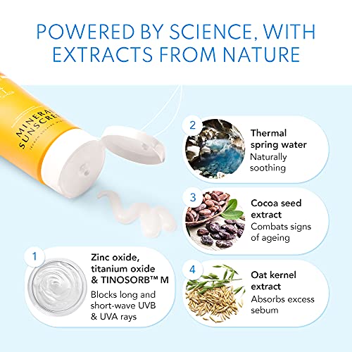 Ondée Thermale 50.0 SPF, Natural Mineral Sunscreen Oil - 5X SAFER with Photostable Tinosorb M + 5 Antioxidants - Protects from UVA-1, UVA-2 & UVB