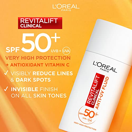 L'Oréal Paris Revitalift Clinical 12% Pure Vitamin C Serum (30ml) & SPF 50 UV Fluid (50ml) Duo for Face, Antioxidant Protection, Brighter Smoothe