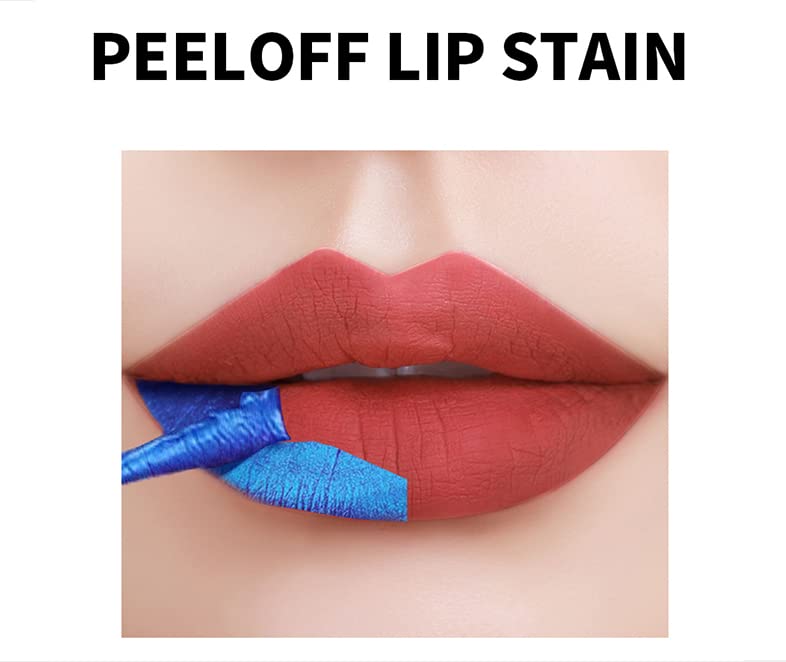 Peel Off Lip Stain Lip Tint, Tattoo Colour Lip Gloss, Matte Lip Gloss Long Lasting Waterproof Liquid Lipstick, Non-Stick Cup Lip Tint Tear-Off Li