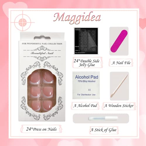 Glitter French False Toenails, Acrylic Press on Toe Nails, White Fake Toe Nails with Glue Sticker Stick on Nails for Toe for Women and Girls Fash