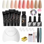 Poly Nail Gel Kit, VANREESA 5 Nude Colours Poly Nail Extension Gel Set with 36W U V Nail Lamp Manicure Tools Builder Enhancement Starter Kit Gift