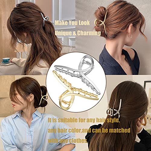 Hair Clips - Large Brushed Metal Hair Claw Clips, Strong Hold Hair Jaw Clips, Vintage Shark Claw Clips Clamp, Headdresses Hair Styling Accessorie