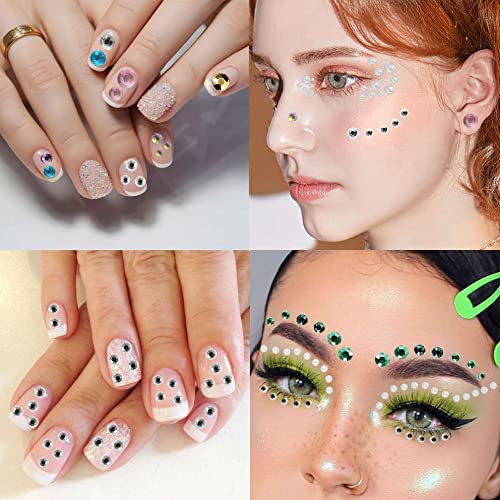 Bilizar 6 Sheets Bindi Dots Face Jewels Face Jewelry For Women Face Gems Stick On Eye Forehead Crystals Sticker Tears Rainbow Pearl Rhinestones F