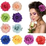 URAQT Flower Hairpin, Flower Brooch 10 pieces Multicolor Rose Hair Barrette Accessories for Women Girls Party Beach Wedding