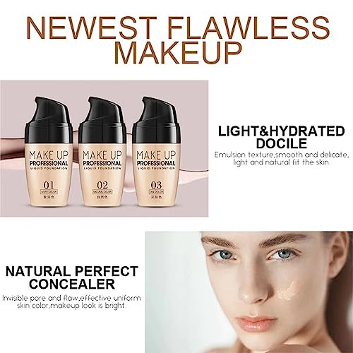 Foundation For Mature Skin,Colour Changing Foundation All Day Flawless Liquid Foundation,Face Make-up Foundation Full Coverage,Long Lasting Makeu