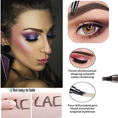 Eyebrow Pen,Eyebrow Pencil,Long-Lasting Eyebrow Tint,Brow Eye Brown Pencil with Fork Tip,Eyebrow Pencil Dark Brown,Brow Tint,Waterproof Eyebrow P