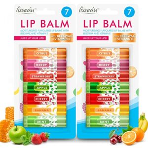 14pk Lip Balm Set | Flavoured Lip Balms with Beeswax and Vitamin E | Moisturising Lip Balm Multipack | Protect & Hydrate Beeswax Lip Balm Stick |