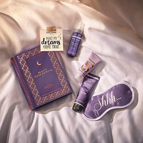 Sanctuary Spa Gift Set, Beauty Sleep Journal Tin With Pillow Spray, Face Mask, Warming Muscle Balm and Sleep Eye Mask, Vegan, Reusable Tin, Welln