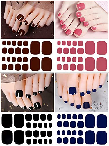 Kalolary Toenail Polish Stickers, 16 Sheets Full Cover Self Adhesive Toe Nail Art Decals Pedicure Toenail Nail Wraps Decals Stick-on Toenail Foil