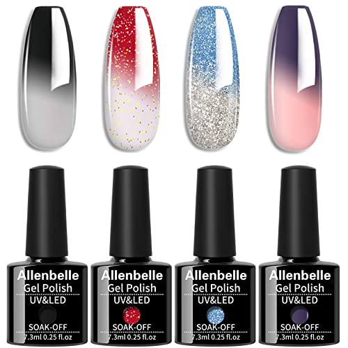 Allenbelle Gel Base and Top Coat Sets, UV LED Shellac Coat, No Wipe Soak Off Polish Set, Long Lasting Shiny High Gloss Finish, 1.0 count, Pack of
