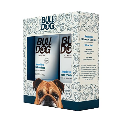 Bulldog Skincare - Sensitive Skincare Duo, Gift Set for Men (x1 Sensitive Moisturiser 100 ml, x1 Sensitive Face Wash 150 ml)