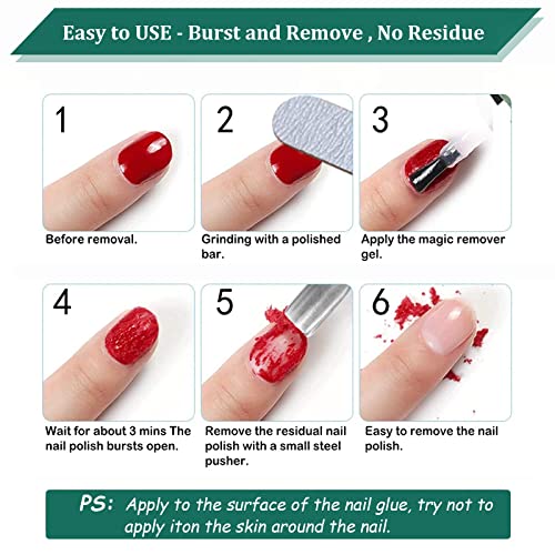 KAIYOCA Nail Polish Remover, Gel Nail Polish Remover with Kit, with Cuticle Pusher+ Nail Wipes+ Sand Files, Quickly & Easily Removes Gel Nail Pol