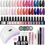 Gel Nail Polish Set, Phoenixy 32 Effect Gel Nail Kit with 48W U V Lamp Starter Kit Complete 8ml 16 Colours Varnish Gel Full Set Professional Salo