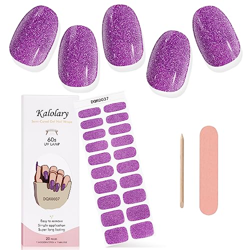 Kalolary Gel Nail Polish Strips, Semi Cured Nail Gel Art Sticker Waterproof Full Nail Wraps Decal Sets with Nail File and Stick for Women Girls N