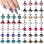 60Pcs Nail Charms Colorful Planet Nail Rhinestones Charms, HOINCO 3D Shiny Saturn Shape Nail Art Alloy Diamond Crystal Luxury Nail Ornament Gems