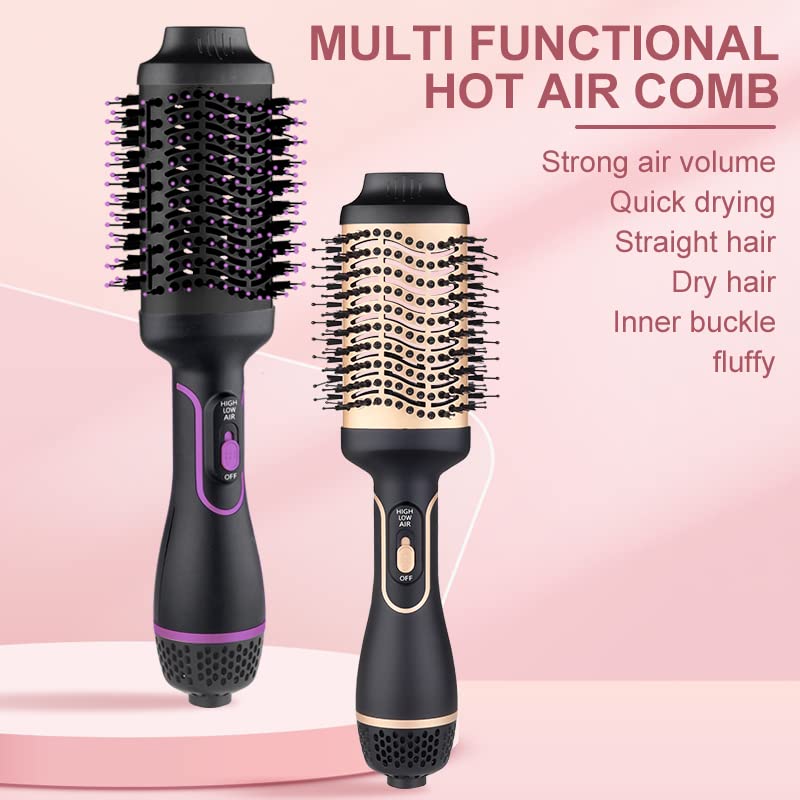 Hair Dryer Brush, Hot Air Brush for Fast Drying, Hair Dryer and Styler for Salon Results, Negative Ionic Curler Straightening Comb, 4 in 1 Hot Ai