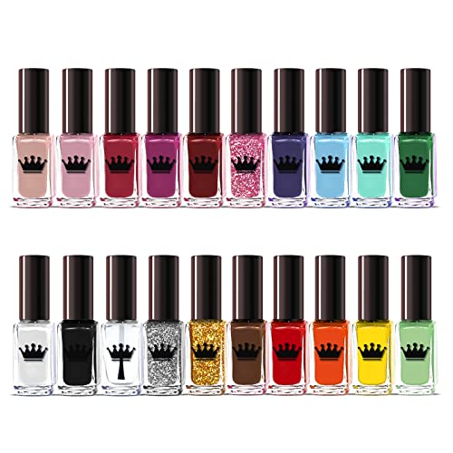Beauty4Britain Set Of 20 Nail Polish Varnish Bottles 20 Different Rich Colours Deluxe Gift Box 2 Bookmarks Included