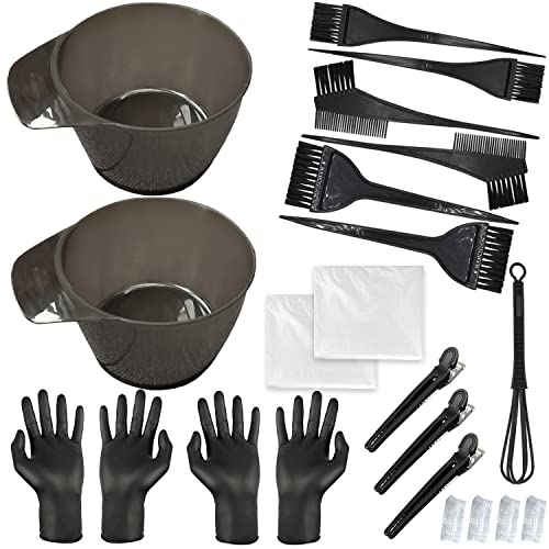 Mauts Hair Dye Coloring Set, Hair Tinting Comb and Mixing Brush Bowl,Ear Cover Mixing Spoon Hair Clips Gloves and Disposable shawl,DIY Salon.