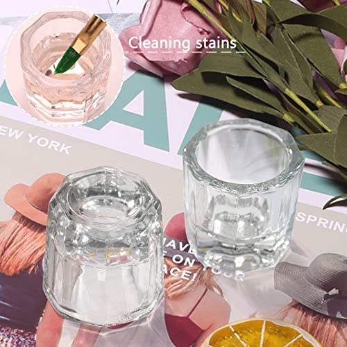 Hioph 10pcs Dappen Dish for Acrylic Nails, Acrylic Powder Holder, Acrylic Glass Jar Dampen Dish Liquid Cup for Nail Art Manicure Care Tools