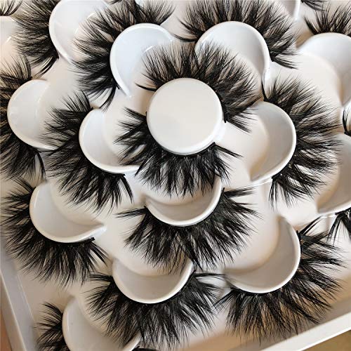 False Eyelashes Fluffy Volume, Faux Mink Lashes Pack Handmade Dramatic Thick Crossed Fake Eyelashes Soft Reusable 10 Pairs by ALICROWN