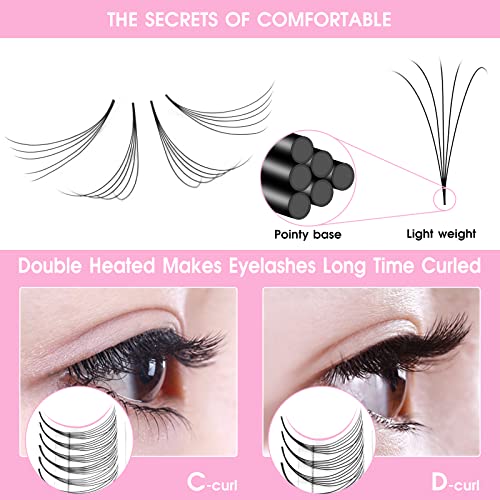Pre Made Fan Eyelash Extensions 10D 12D 7D 5D Pointy Base Premade Fans Eyelash Extension 0.05 0.07 0.10 Lash Extensions Pre Fanned Russian Volume