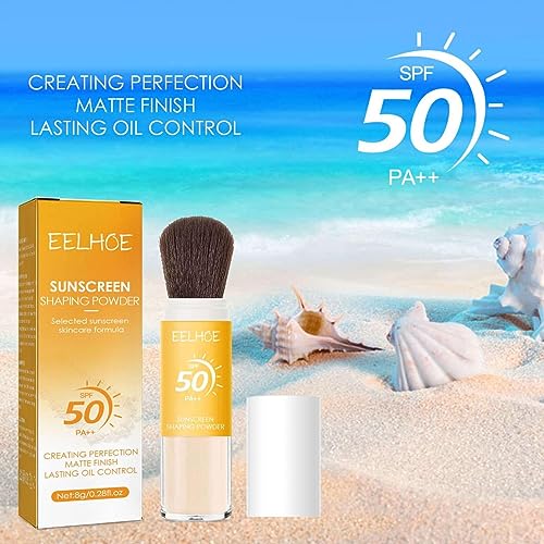 SPF 50 PA+++ Powder Sunscreen For Face, Oil Control Natural Matte Finish, Long-Lasting Lightweight Breathable Sunscreen Power, Mineral Powder Sun