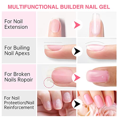 Builder Gel, 5 in 1 Nail Builder Gel, Builder Gel and Base Gel Strengthener Gel Clear Builder Gel Color in a Bottle 15ml, For Nail Art Decoration