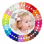 JOYOYO 40 Pcs Toddler Girls Hair Bows Hair Clips for Girls Medium Size Bows for Girls Hair Grosgrain Ribbon Bows, Kids Hair Accessory 3 Inch Hair