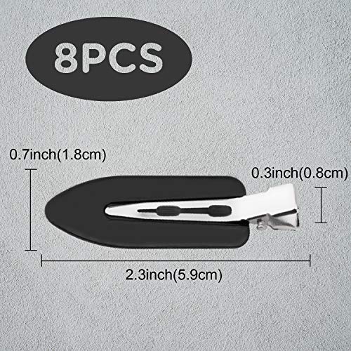 SAVITA 8Pcs No Bend Hair Clips, No Crease Curl Pin Clips Hair Clips Barrettes for Hair Styling, Face Washing, Makeup Application (Black)